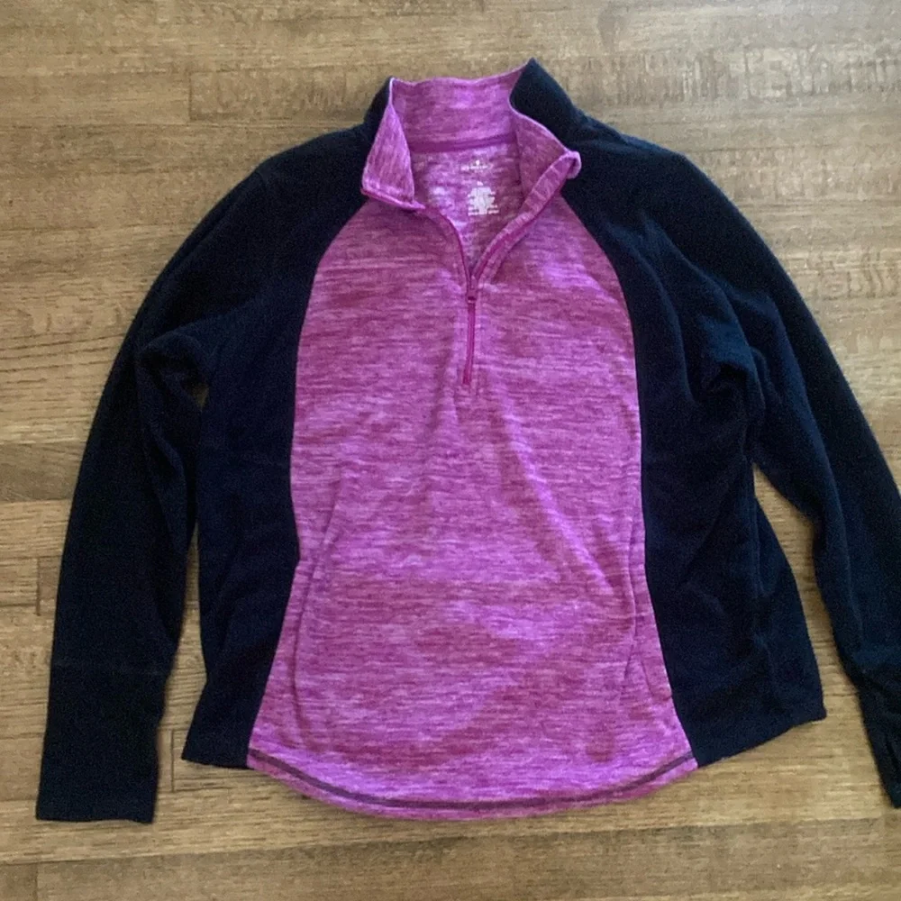 Women's Pink and Black Quarter-Zip Sweatershirt - Picture 2 of 3
